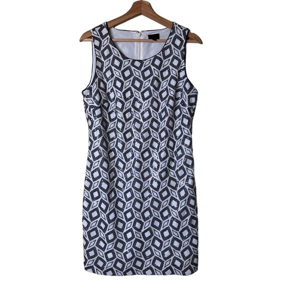 Banana Republic Monogram Black and White Geo Pattern Sequin Shift Dress - Picture 1 of 8